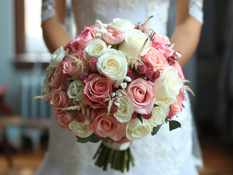 How much is a pink and white rose wedding bouquet ?